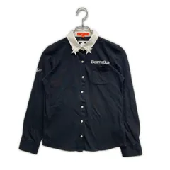 中古 レディース ビームスゴルフ BEAMSGOLF 長袖シャツ M 黒 ブラック ロゴ刺しゅう 星ワッペン