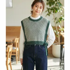 【LOWRYS FARM】（ローリーズファーム）　ニットベスト／ジャガード／リボン