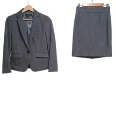 INDIVI(インディビ) スカートスーツ レディース - ダークグレー×ライトグレー×ベージュ ストライプ/肩パッド