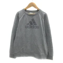 アディダス adidas トレーナー スウェット ミドル丈 ラウンドネック ロゴプリント L グレー /YS40