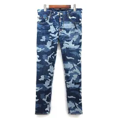 ディースクエアード DSQUARED2 カモフラ スリム ストレッチ デニムパンツ スケータージーンズ Mix Faded Camo Bomber Skater Jeans S74LB1100 2022SS インディゴ 46