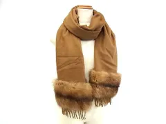 ■新品■未使用■ FENDI フェンディ カシミヤ100% ファー マフラー ストール 防寒具 レディース ブラウン系 FG9683