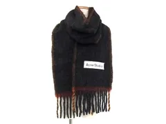 ■新品■未使用■ Acne studios アクネステュディオス アルパカ×ウール フリンジ マフラー ストール ショール ブラック系 FR2216