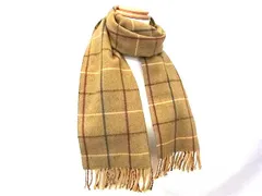 ■新品同様■ Burberrys バーバリーズ カシミヤ100％ マフラー チェック柄 フリンジ マフラー 防寒具 カーキ系 FS3207
