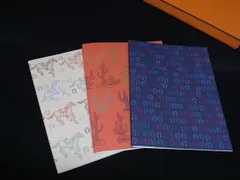 ■新品同様■ HERMES エルメス 総柄 ノートブック ステーショナリー 文房具 3冊セット オレンジ系 ネイビー系 アイボリー系 FP6366