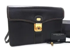 ■新品同様■ dunhill ダンヒル レザー 鍵付き クラッチバッグ セカンドバッグ メンズ 紳士 ブラック系×ゴールド系 BS0938