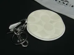 ■新品■未使用■ COACH コーチ CG762 サーキュラーコインポーチ シグネチャーキャンバス レザー コインケース アイボリー系 DB3028