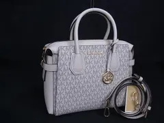 ■新品同様■ MICHAEL KORS マイケルコース MK柄 PVC×レザー クロスボディ 2WAY ショルダー ハンドバッグ ホワイト系 BQ2114