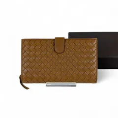 ボッテガヴェネタ　BOTTEGA VENETA 二つ折り財布　イントレチャートレザー　コンパクトウォレット　二つ折り長財布　ライトブラウン