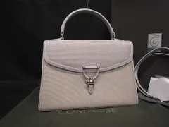 ■極上■本物■美品■ COMTESSE コンテス ホースヘア×レザー ワンハンドル 2WAY ハンドバッグ ショルダー ラベンダー系 FU6831