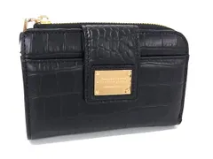 ■新品同様■ LEATHER JEWELS レザージュエルズ クロコダイル型押しレザー 二つ折り 財布 ウォレット 小銭入れ ブラック系 FP9459のサムネイル