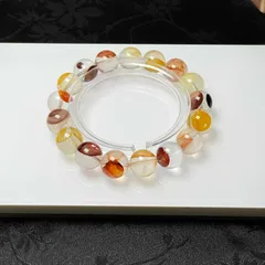 逸品 EU製★オーロラクォーツ★パワーストーン ブレスレット 天然石 原石 お守り 11.8-12.2mm ZB9759