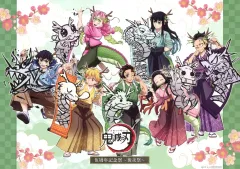 【中古】食器 集合(後夜祭/背景緑) 紙製ランチョンマット 「鬼滅の刃 アニメ伍周年記念祭～後夜祭～ in ufotable Cafe×マチ★アソビCAFE×ufotable DINING」 フードメニュー注文特典