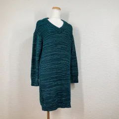未使用【ユニクロU】ニット ワンピース　セーター　緑　S　カラーミックス　オーバーサイズ ユニクロユー　綿　Y2K　フェアリーグランジ