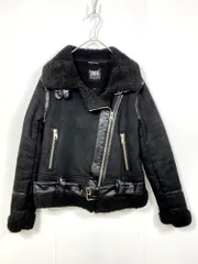 ZARA ザラ フェイクムートン ダブルライダース ジャケット sizeXS/黒 ■■レディース