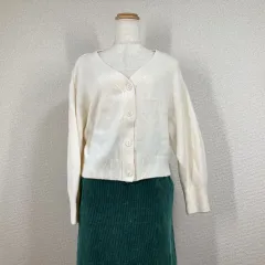 【スナイデル】カーディガン　ニット セーター　白　ホワイト　F　snidel 羽織　ノーカラー　ショート丈　Vネック Y2K　フェアリーグランジ