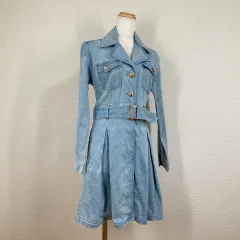 【エミリアウィズ】ワンピース ミニ　M　デニム　トレンチ　ライダース y2k　ベルト 平成ギャル フェアリーグランジ アーカイブ Y2K
