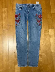 ZARA BASIC レディース 刺繍デニム ズボン 28