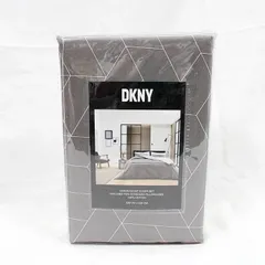 【未使用品】DKNY 掛け布団カバーセット クイーンサイズ ダウンカバー グレー 掛けカバー ×1 枕カバー ×2☆◎0