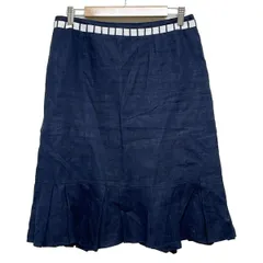 YUKITORII(ユキトリイ) ロングスカート サイズ42 L レディース - ネイビー×白 麻