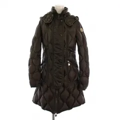 モンクレール MONCLER LON ダウンコート アウター ロング丈 フード ロゴ ナイロン 00 カーキ /BB