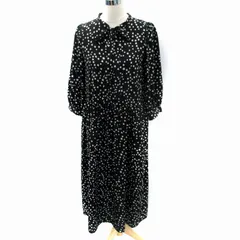 トゥービーバイアニエスベー To b. by agnes b. ワンピース マキシ丈 ロング丈 長袖 星柄 総柄 リボン 38 M 黒 ブラック /SM28