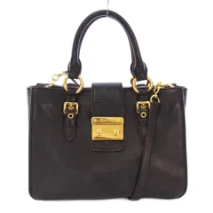 ミュウミュウ miumiu マドラス 2WAY ハンドバッグ ショルダーバッグ レザー プッシュロック式 ロゴ 黒 ブラック /BB ■OH