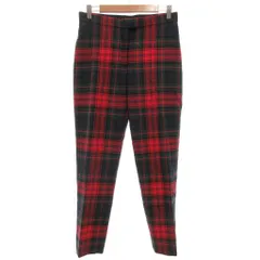 バーバリー ロンドン BURBERRY LONDON イングランド England タグ付き トラウザーズパンツ スラックス テーパード タータンチェック 40 赤 レッド 緑 グリーン /GV ■GY17