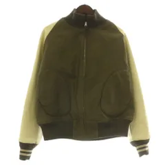 ナイジェルケーボン NIGEL CABOURN M-42 デッキジャケット ブルゾン アウター レザー 牛革 ジップアップ 48 M カーキ アイボリー /XZ ■GY18のサムネイル