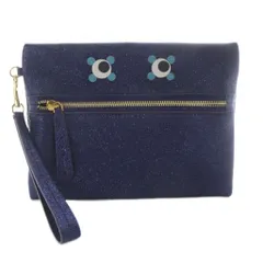 アニヤハインドマーチ ANYA HINDMARCH EYES グリッタークラッチバッグ セカンドバッグ 紺