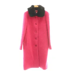 ケイトスペード KATE SPADE 襟元フェイクファー ブークレコート アウター 2 ピンク ブラック /DF ■OSのサムネイル