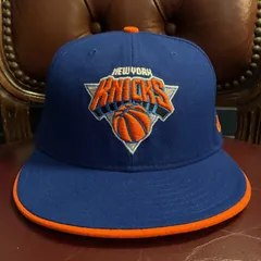 レア MADE IN USA製 NEW ERA × NBA NEW YORK KNICKS 59FIFTY ベースボールキャップ ブルー×オレンジ 7-3/8 58.7cm