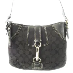 コーチ COACH ショルダーバッグ キャンバス レザー 革 シグネチャー 黒 ブラック 10249 /CK13 ■GY18