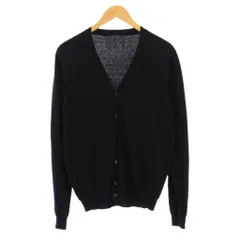プラダ PRADA ニットカーディガン 長袖 Vネック 薄手 ワンカラー 無地 カシミヤ混 46 黒 ブラック /BBのサムネイル