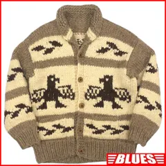 90s カウチンニットセーター プルオーバー カナダ製 太ボーダー ベージュ肉厚 90s カウチンニットセーター プルオーバー カナダ製 太ボーダー