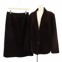 バーバリー ロンドン BURBERRY LONDON スーツ セットアップ コーデュロイ ジャケット スカート ひざ丈 15BR 13BR 茶 /TKのサムネイル