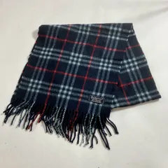 ★ BURBERRY バーバリー マフラー ノバチェック カシミヤ 100% ネイビー 約143cm ストール 現状品 0.13kg