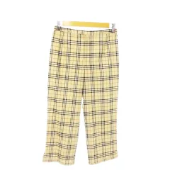 バーバリーブルーレーベル BURBERRY BLUE LABEL パンツ クロップド サブリナ カプリ ストレッチ ノバチェック 総柄 薄手 38 M ベージュ /AO17 ■GY18