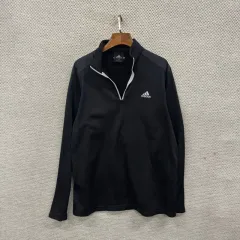 アディダス カジュアル 刺繍 ロゴ 弱起毛 ハーフジップ 長袖Tシャツ 100 A02023