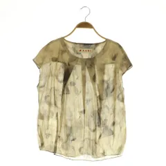 マルニ MARNI コットン 総柄ブラウス フレンチスリーブ プルオーバー タック 38 ベージュ /MY ■OS