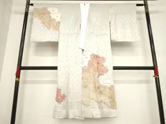 平和屋着物●長襦袢　無双仕立て　絞り　刺繍　道長花文　金彩　正絹　逸品　AABE0254ck