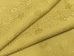 平和屋着物●上質な色無地　草花地紋　芥子色　正絹　逸品　AABD8729fy