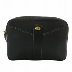 ダンヒル dunhill クラッチバッグ セカンドバッグ レザー ストラップ ロゴ ゴールド金具 黒 ブラック /XZ ■GY18