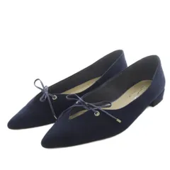 ルタロン Le Talon MAKI KANEKO ポインテッド2WAYリボンフラット パンプス スエード 23cm ネイビー /YO15