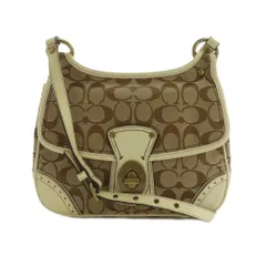 コーチ COACH シグネチャー ショルダーバッグ キャンバス フラップ ベージュ オフホワイト 10556 /MI ■OS
