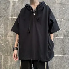 パーカー メンズ 夏用 薄手 半袖 フード付き カジュアル おしゃれ 通勤 通学 吸汗 速乾 無地 未使用