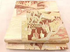 平和屋着物◎六通柄袋帯　蒔絵錦　平安人物文　金銀糸　正絹　逸品　BAAV6772yc