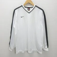 G■ナイキ/NIKE TEAM VネックロンT/スポーツウェア【L】白/men's/61【中古】■