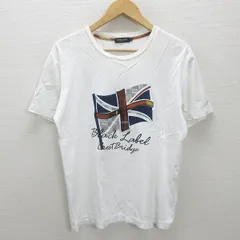 Q■クレストブリッジ/BLACK LABEL ユニオンジャック ロゴTシャツ■白【 M 】三陽商会/MENS/49【中古】