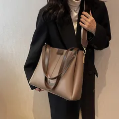 ショルダーバッグ トートバッグ 2WAY 大容量 シンプル フェイクレザー PUレザー 合皮 鞄 手提げかばん 肩掛けバッグ 斜めがけ ファスナー開閉 レディース 通勤 オフィスカジュアル 入園式 卒園式 高級感
